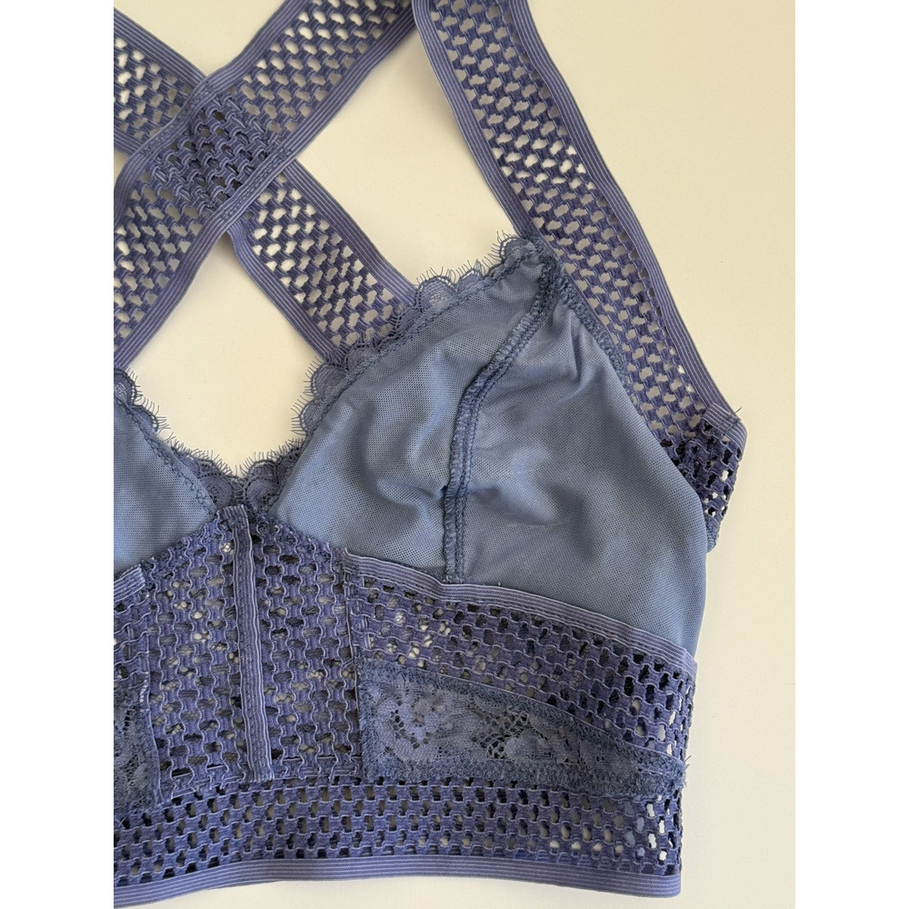 NWT Free‎ People INTIMATELY Sitting Pretty Floral Lace Brami Egret Blue Size S - Picture 16 of 16